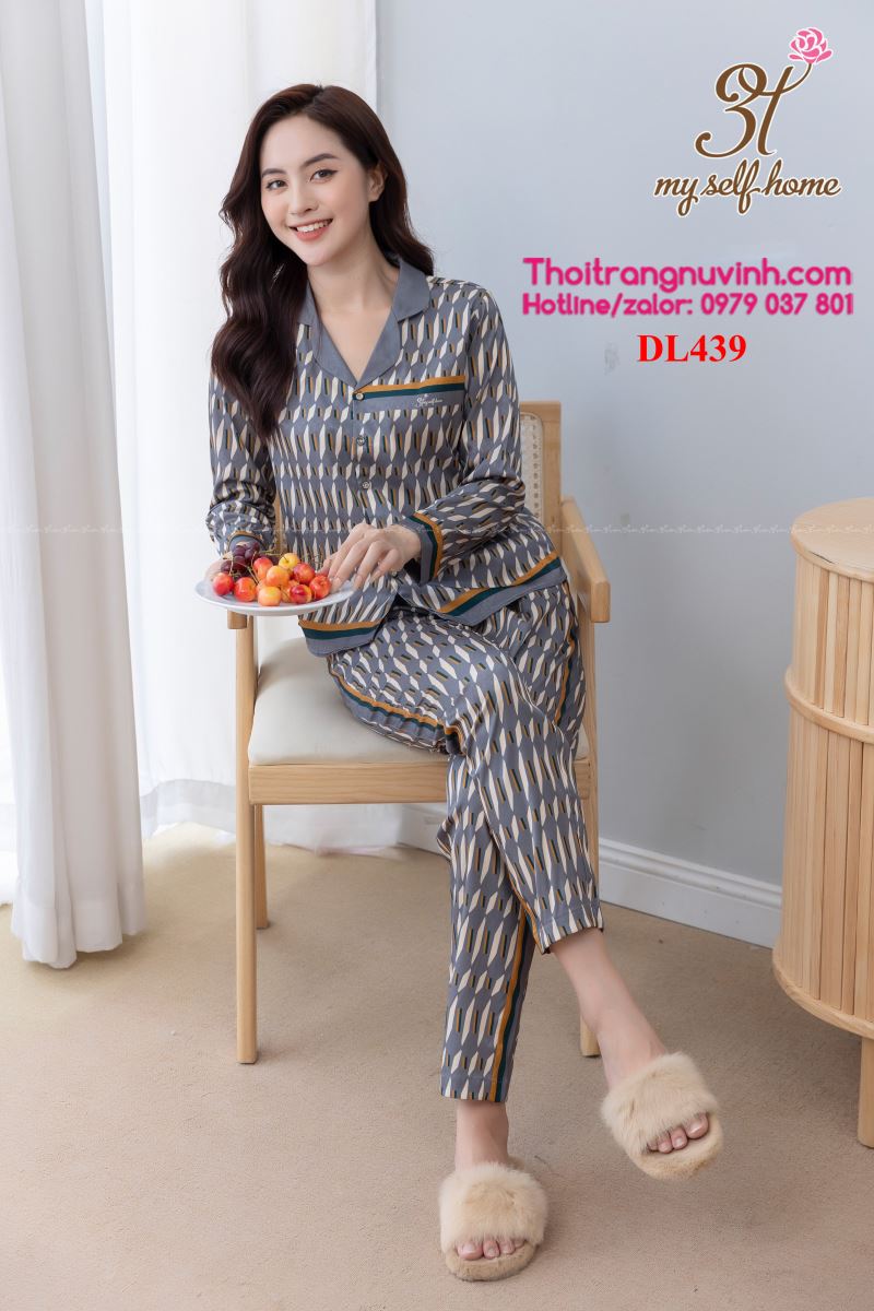 bộ lụa pijama thu đông đẹp