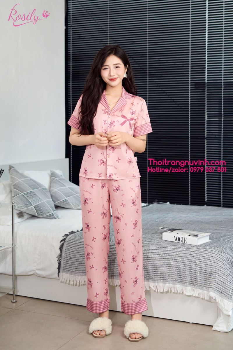 Bộ Đồ Lụa Mặc Nhà Cao Cấp - DL749