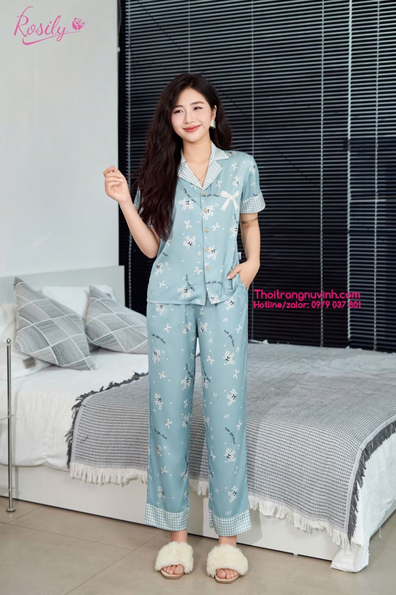 Bộ Đồ Lụa Mặc Nhà Cao Cấp - DL749